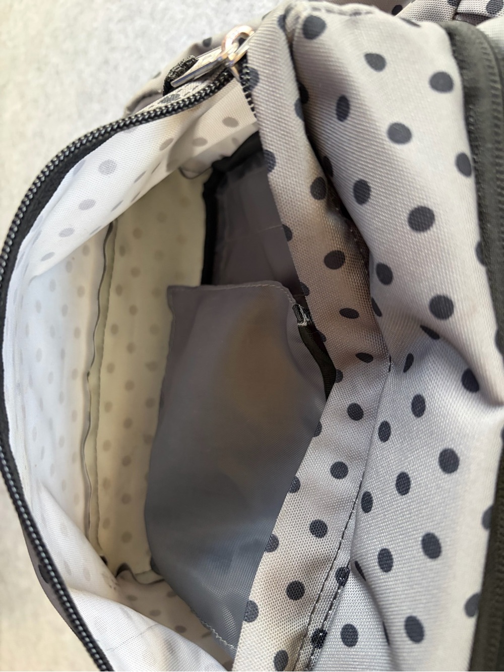 Jansport Digibreak Gray Backpack with Black Polka Dots - Picture 8 of 13